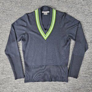 VTG Nike Golf Women's M V-Neck Cricket Golf Sweater Jumper Gray Green 277640-068